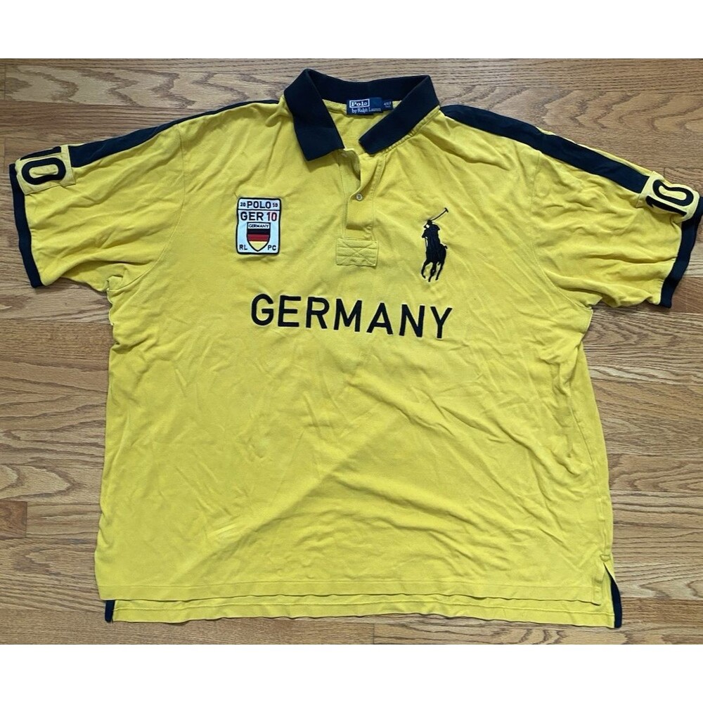 Vintage Polo Ralph Lauren Yellow Germany #10 Rugby Soccer Shirt Big Pony 4XLT